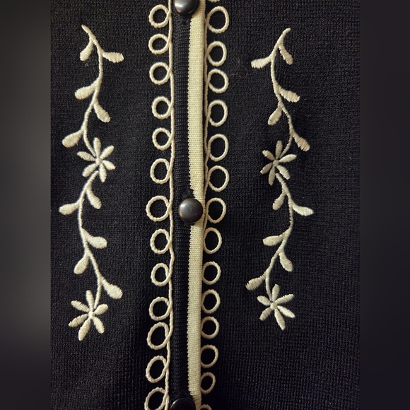 Grace Dane Lewis Black Cardigan with White Trim EUC Size S - Picture 4 of 9